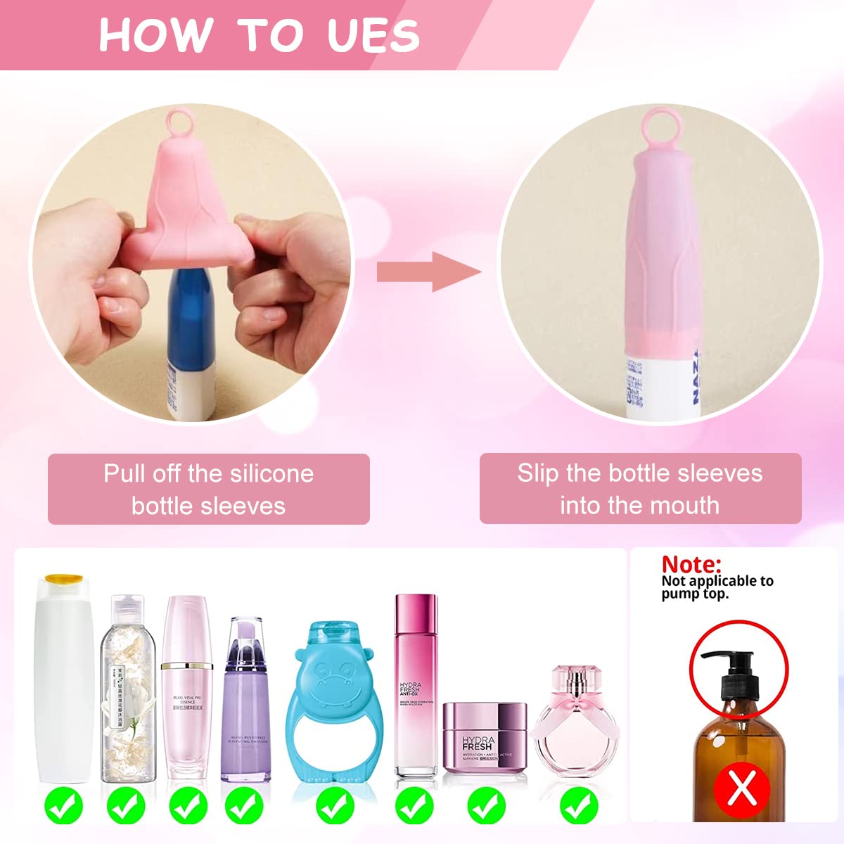 MAYCREATE 8 Pack Elastic Sleeves for Travel Bottles for Toiletries Leak Proofing, Silicone Cover for Bottle, Leakproof Travel Toiletry Bottles Sleeve Reusable Travel Accessories with Loop Handle MAYCREATE 8 Pack Elastic Sleeves for Travel Bottles for Toiletries Leak Proofing, Silicone Cover for Bottle, Leakproof Travel Toiletry Bottles Sleeve Reusable Travel Accessories with Loop Handle